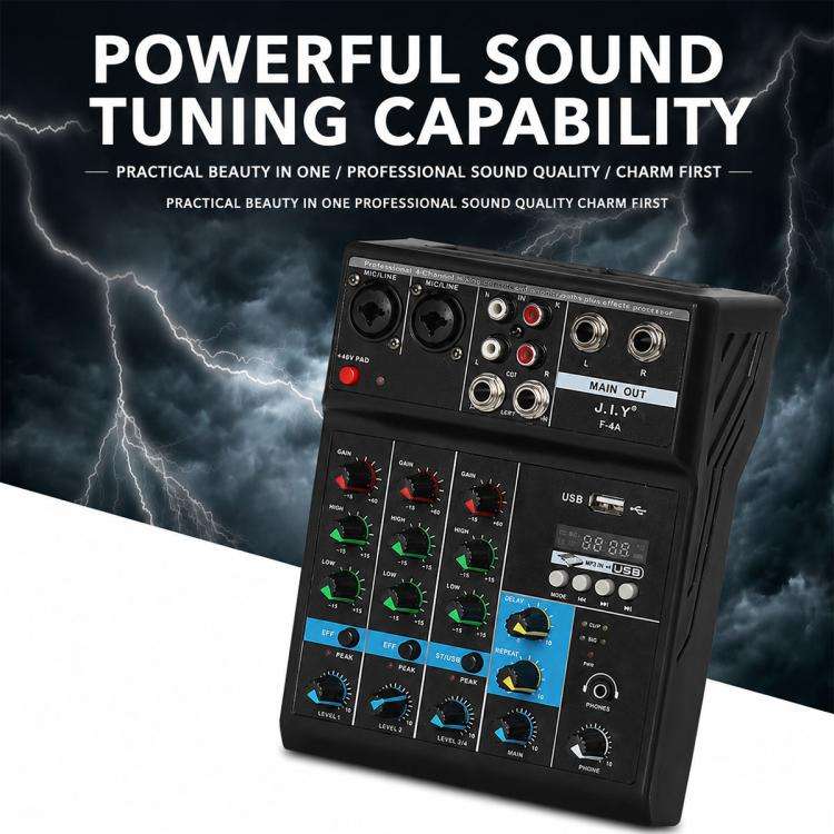 F-4A Multi-function Professional 4-way Recording Mixer Bluetooth Live Streaming Sound Card, EU Pl...