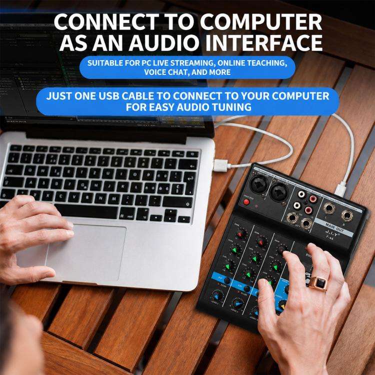 F-4A Multi-function Professional 4-way Recording Mixer Bluetooth Live Streaming Sound Card, EU Pl...