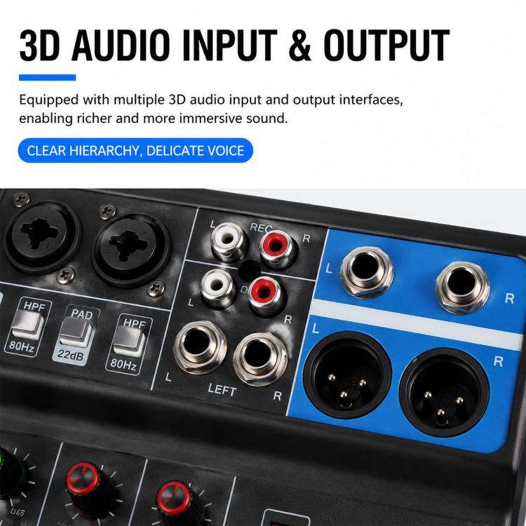 F-5A Multi-function Professional 5-way Recording Mixer Bluetooth Live Streaming Sound Card, EU Pl...