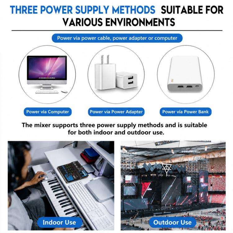 F-5A Multi-function Professional 5-way Recording Mixer Bluetooth Live Streaming Sound Card, EU Pl...
