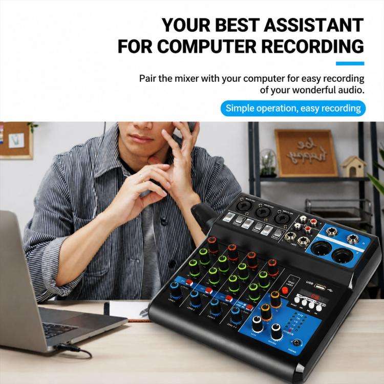 F-5A Multi-function Professional 5-way Recording Mixer Bluetooth Live Streaming Sound Card, EU Pl...