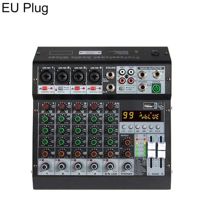 TP-6M 6-Channel Multi-function Professional Recording Mixer Bluetooth Sound Card, EU Plug, UK Plu...