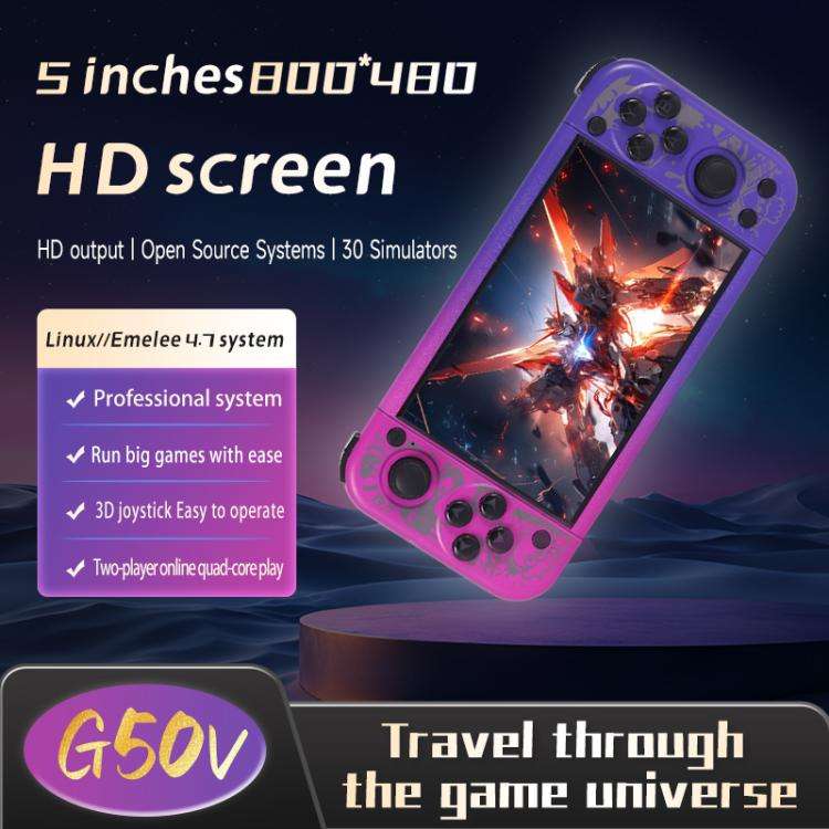 G50V 5-inch True-color Handheld Game Console Supports 19+ Emulators, 64G