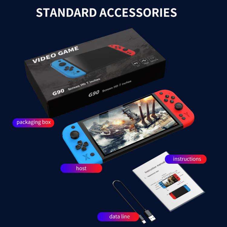 G90 7-inch IPS HD Handheld Game Console Supports 30+ Emulators, 64G