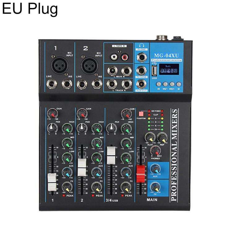 MG-04 4-Channel Multi-function Professional Bluetooth Live Streaming Recording Mixer, EU Plug, UK...