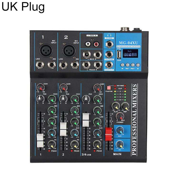 MG-04 4-Channel Multi-function Professional Bluetooth Live Streaming Recording Mixer, EU Plug, UK...