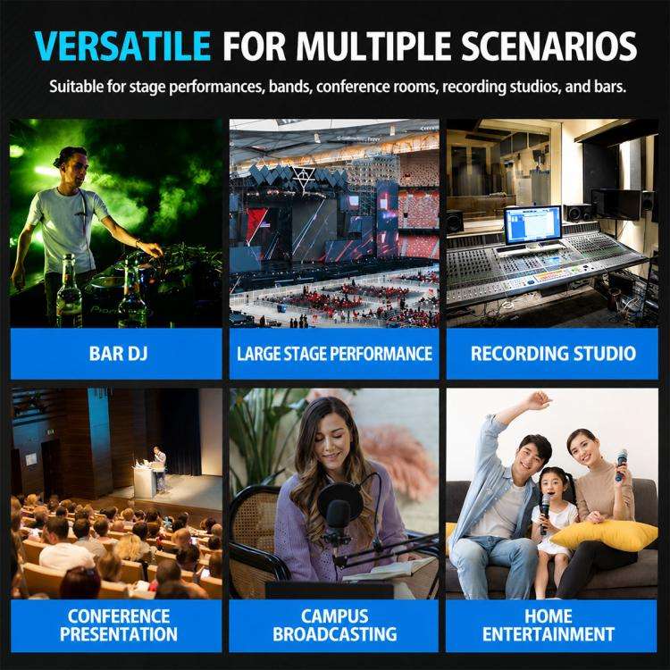 MG-07 7-Channel Multi-function Professional Bluetooth Live Streaming Recording Mixer, EU Plug, UK...