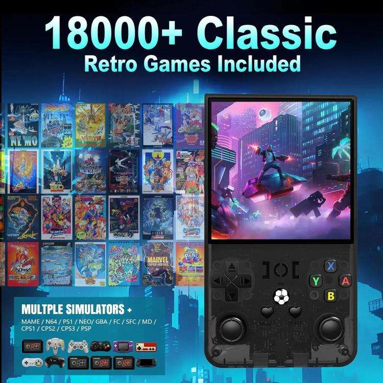 R36 MAX 4-inch IPS HD Handheld Retro Game Console Built-in 18,000+ Games, 64G