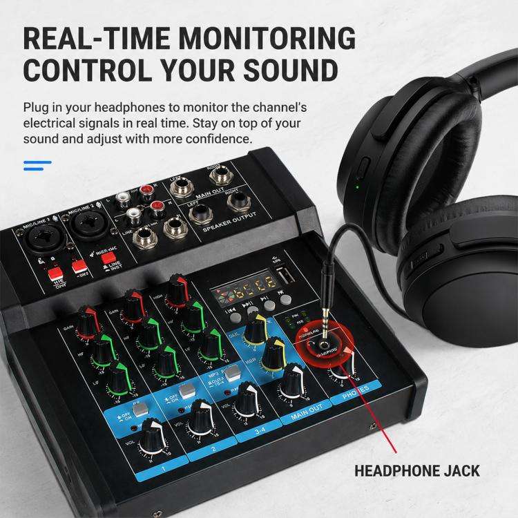 G4A 4-Channel Multi-function Professional Bluetooth Mixer, EU Plug, UK Plug, US Plug