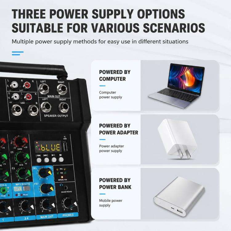 G4B 4-Channel Multi-function Professional Bluetooth Mixer with Amplifier, EU Plug, UK Plug, US Plug