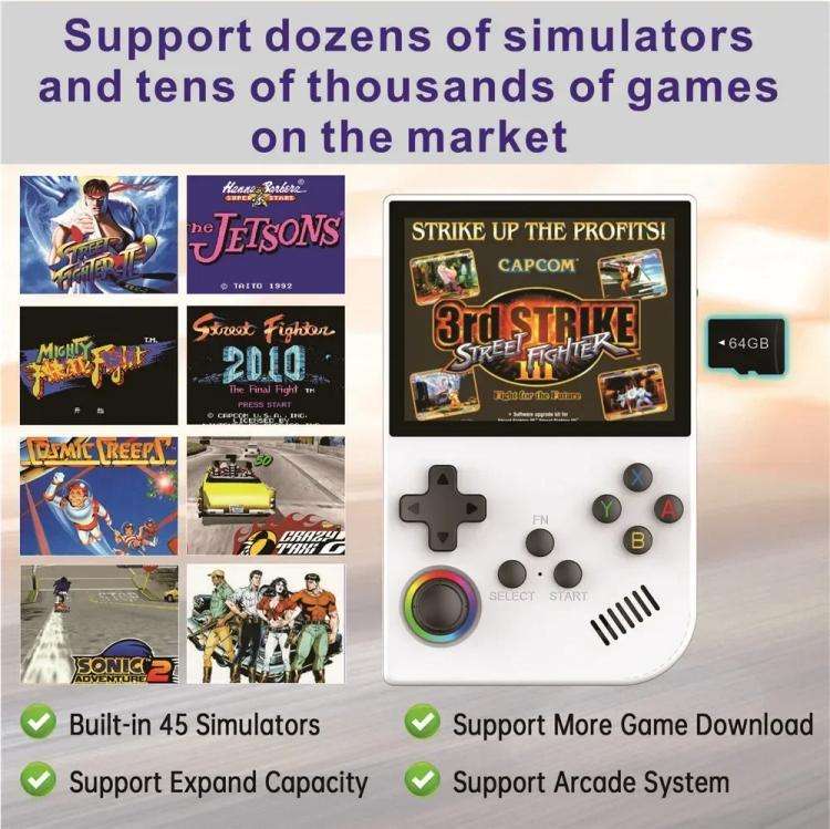 XGB36 3.5-inch IPS HD Handheld Retro Game Console Supports 30+ Emulators, 64G