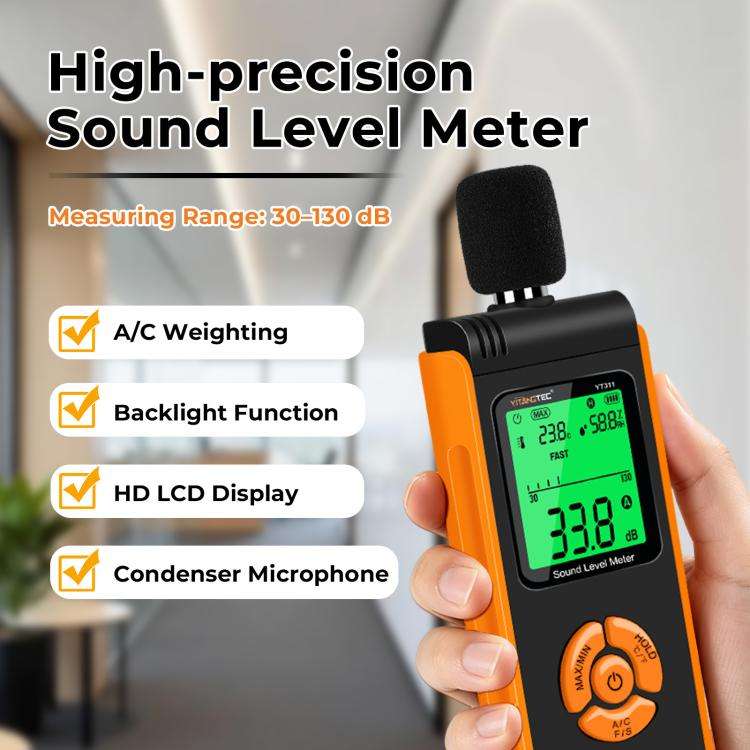 YT311 High Precision Digital Sound Level Meter Support Temperature and Humidity Measurement