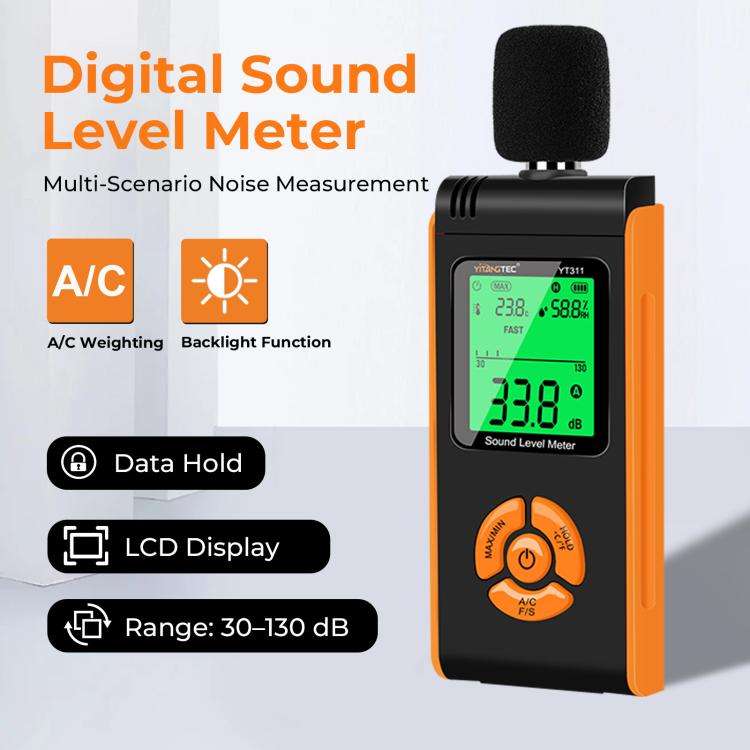 YT311 High Precision Digital Sound Level Meter Support Temperature and Humidity Measurement