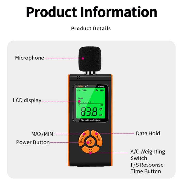 YT311S High Precision Digital Sound Level Meter, Measurement Range: 30130dB, YT311S