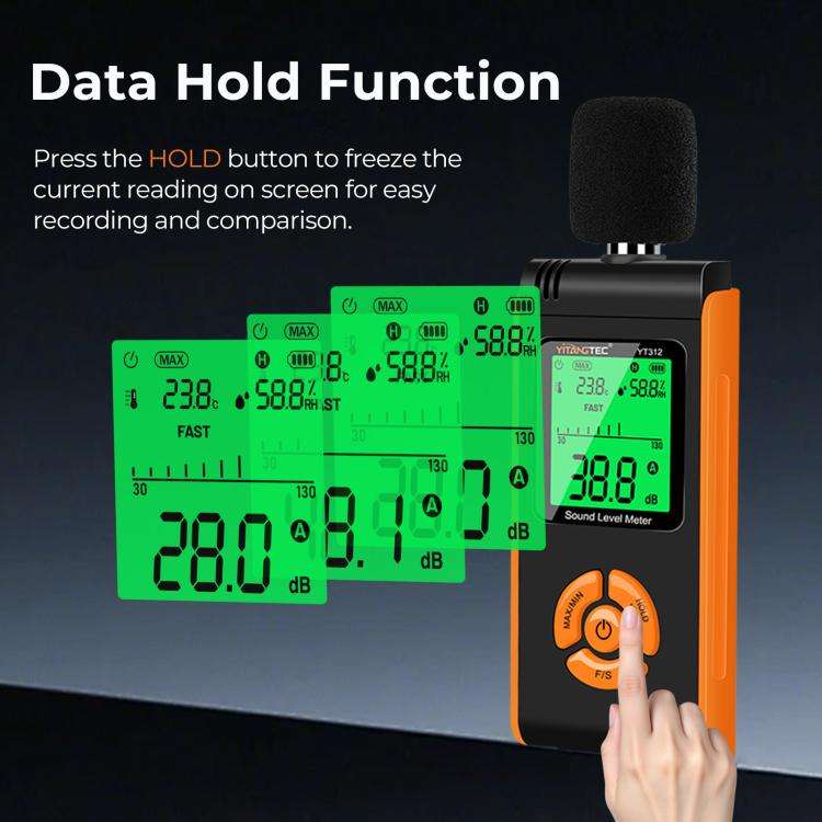 YT312 High Precision Digital Sound Level Meter Support Temperature and Humidity Measurement