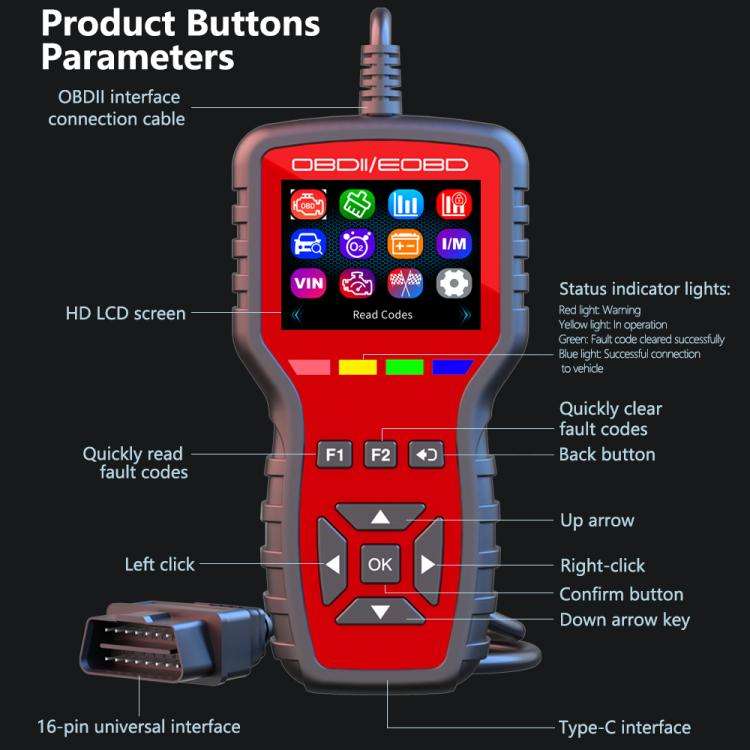 K2 Car OBDII Diagnostic Tool Smart Engine Fault Detector HUD, K2