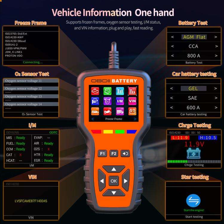 K2 Pro 2 in 1 Car OBDII Diagnostic Tool Battery Tester, K2 Pro