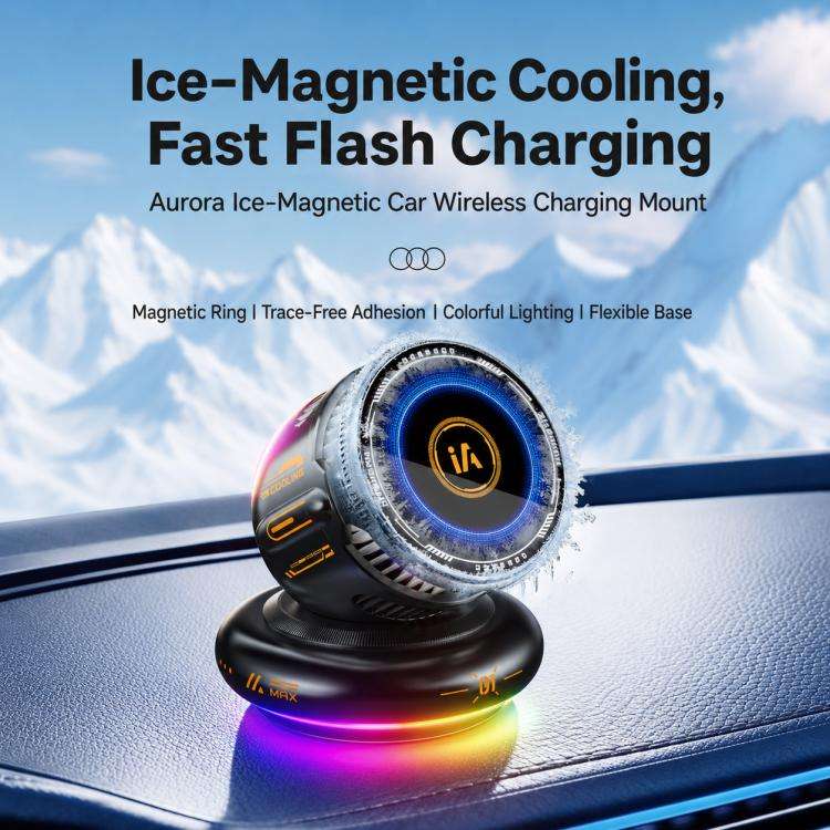 D3 15W Ice Magnetic Cooling RGB Car Mount Wireless Charging Phone Holder