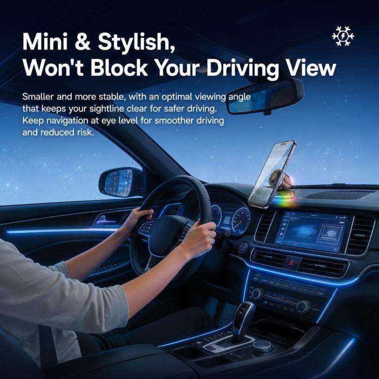 D3 15W Ice Magnetic Cooling RGB Car Mount Wireless Charging Phone Holder