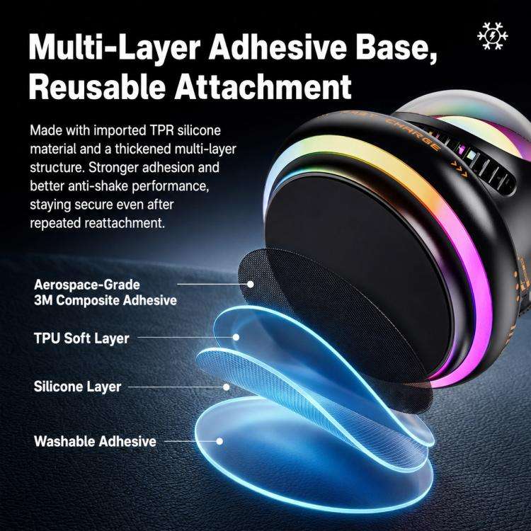 D3 15W Ice Magnetic Cooling RGB Car Mount Wireless Charging Phone Holder