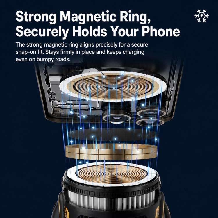 D3 15W Ice Magnetic Cooling RGB Car Mount Wireless Charging Phone Holder