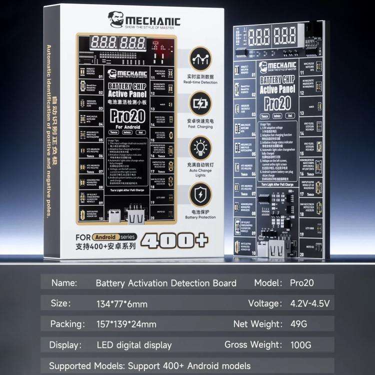 MECHANIC Pro20 Fast Charging Battery Chip Activation Detection Panel for Android, MECHANIC Pro20