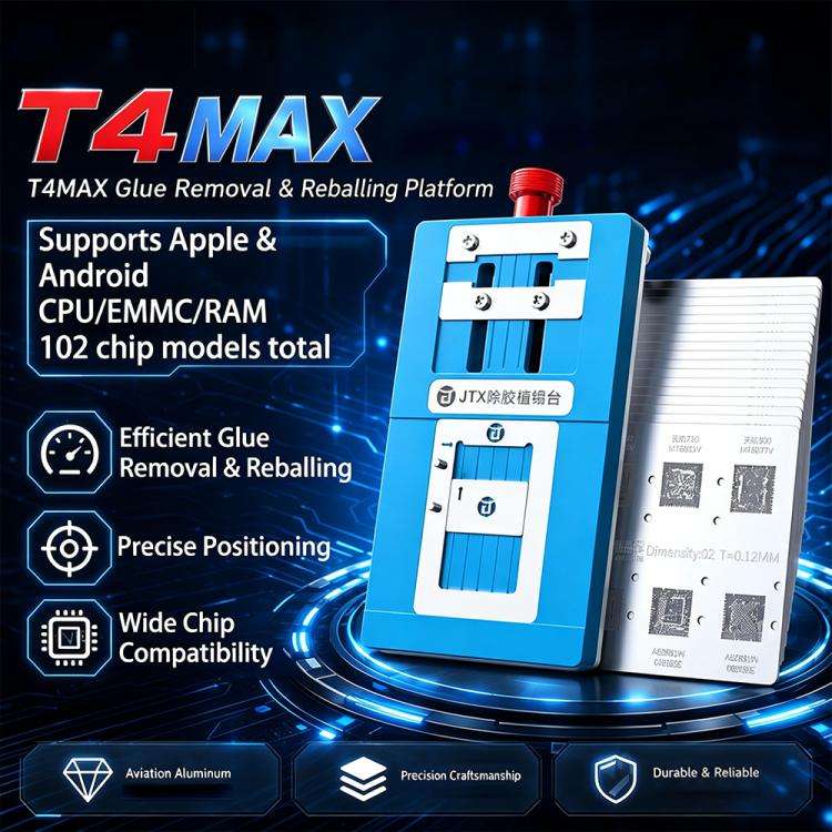 JTX T4 Max Universal Chips Glue Removal and Tin Planting Platform Set for iPhone / Samsung / Hisi...
