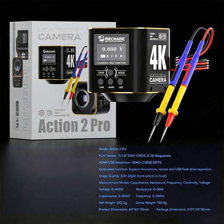 MECHANIC Action 2 Pro 4K HD Industrial Microscope Camera Supports Multimeter Measurement