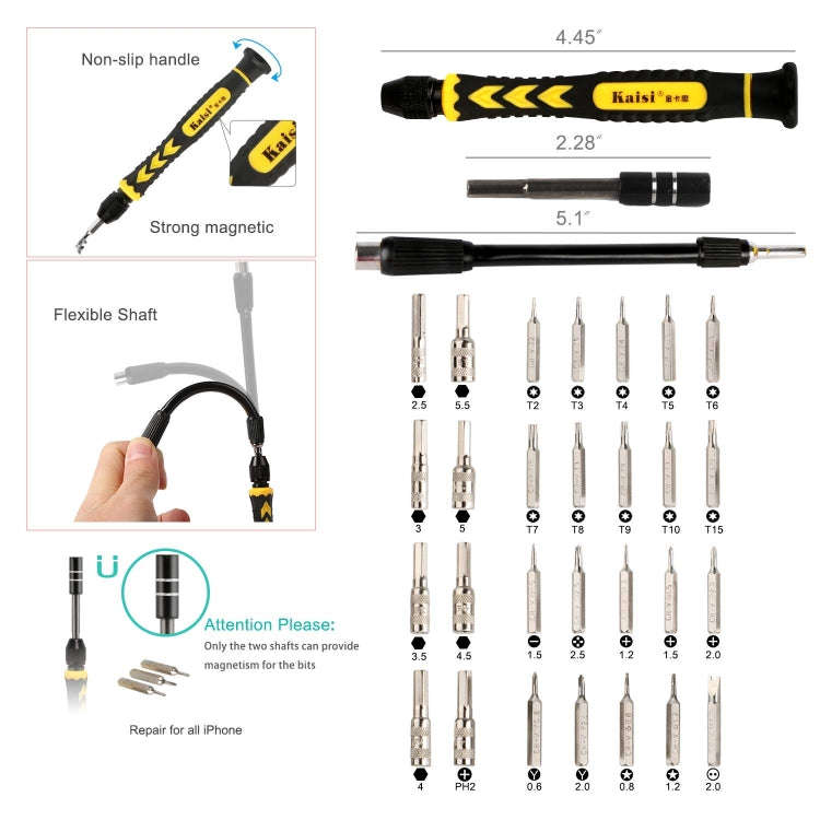 Kaisi 3801 38 in 1 Multifunctional Computer Phone Repair Tool Set, 38 in 1