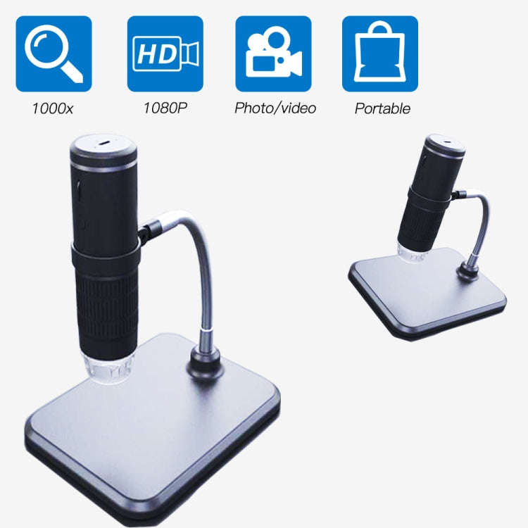 F210 HD 1080P WIFI 1000X Magnification Digital Microscope with 8 LED Light, F210 Silver