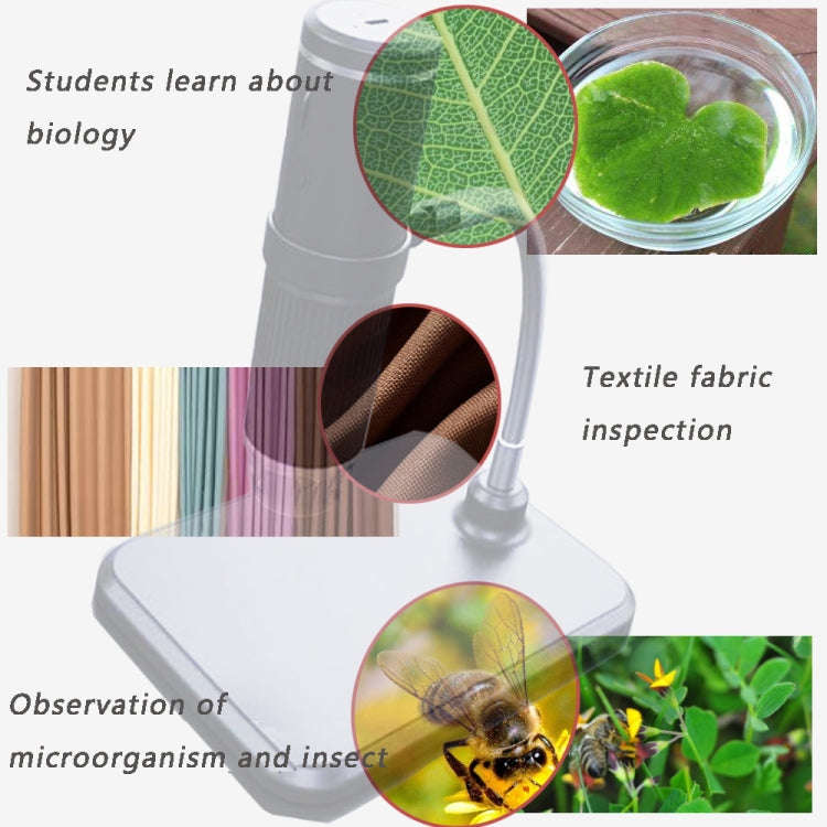 F210 HD 1080P WIFI 1000X Magnification Digital Microscope with 8 LED Light, F210 Silver