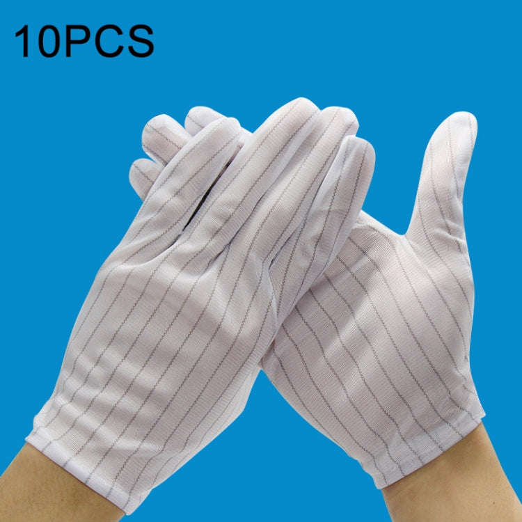 10 Pairs Anti-static Stripe Plastic Gloves, SizeFree Size, Plastic Gloves