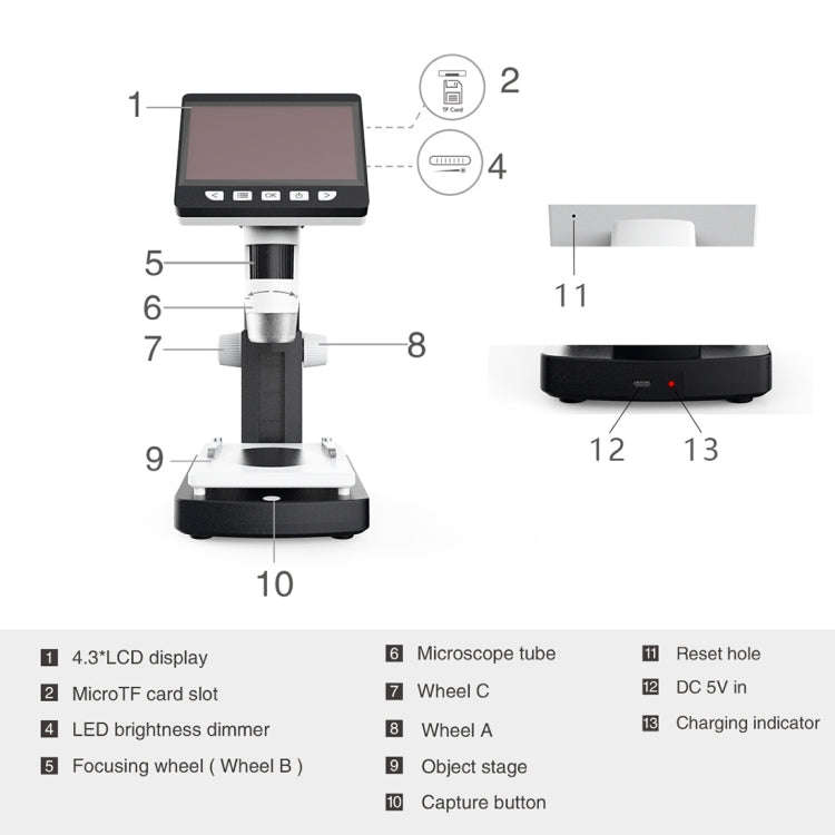 inskam306 1080P 4.3 inch Display Screen HDMI Port HD Digital Microscope, inskam306