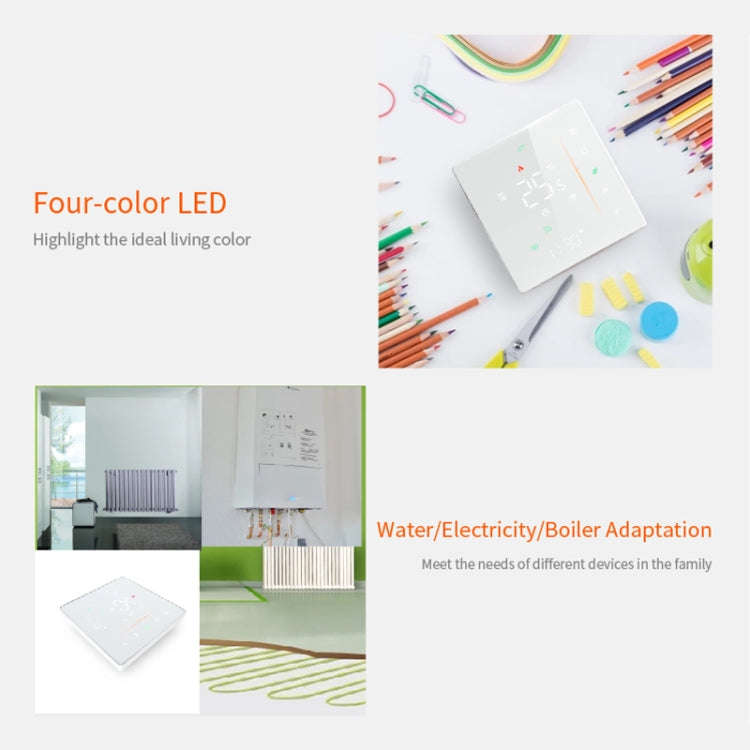 BHT-006GCLW 95-240V AC 5A Smart Home Heating Thermostat for EU Box, Control Boiler Heating with O...