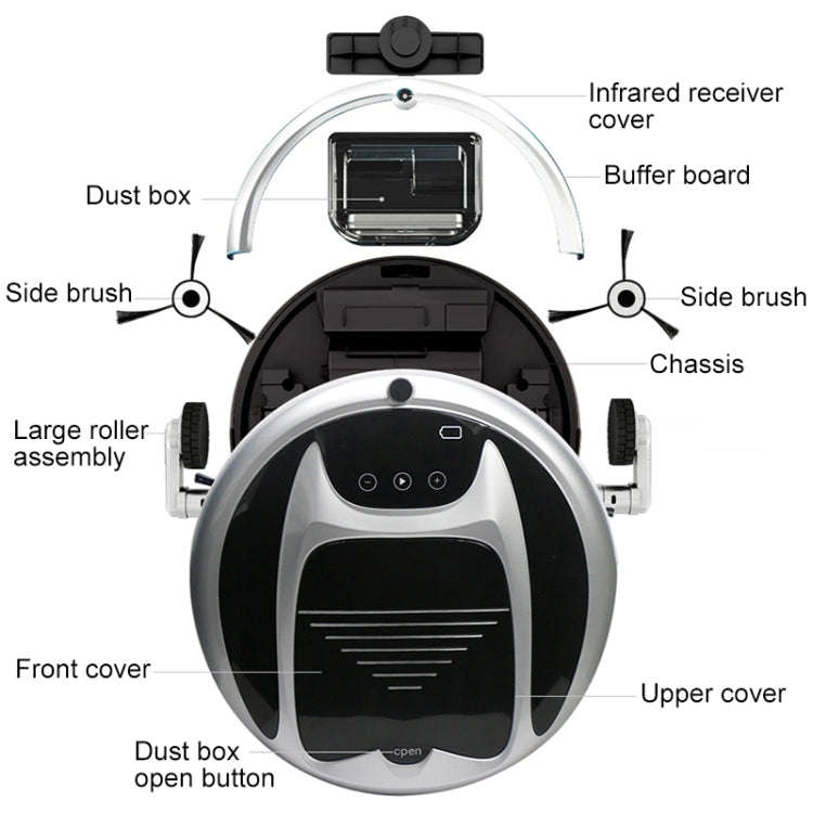 FD-3RSW(IB)CS 800Pa Suction Smart Household Vacuum Cleaner Clean Robot with Remote Control, FD-3R...