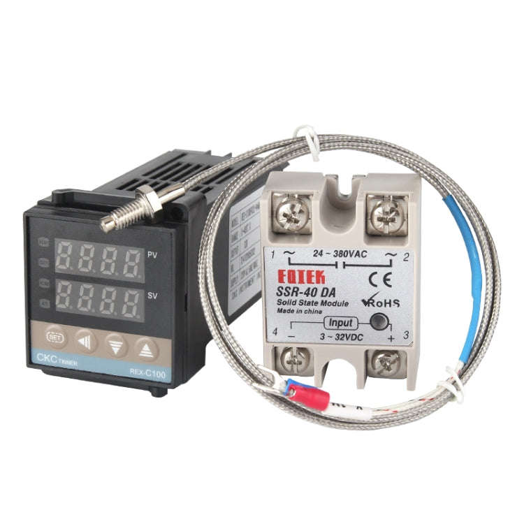 REX-C100 Thermostat + Thermocouple + SSR-10 DA Solid State Module Intelligent Temperature Control...