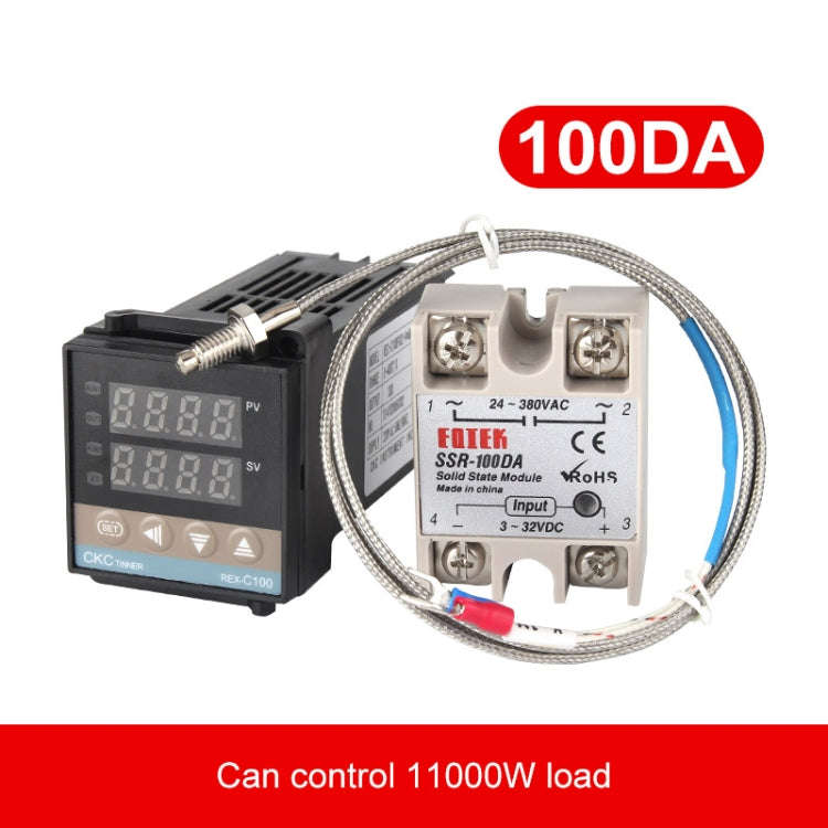 REX-C100 Thermostat + Thermocouple + SSR-100 DA Solid State Module Intelligent Temperature Contro...