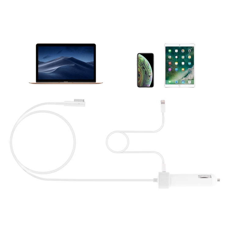 45W 5.1V 2.1A USB Interface Car Charger with 14.5V 3.1A L MagSafe Interface Data Cable, 14.5V 3.1...