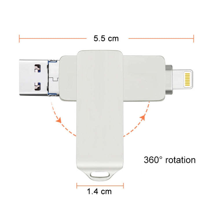 S31 3 in 1 8GB Micro USB 2.0 + USB-C / Type-C + 8 Pin Interface Metal Twister Flash Disk, 8GB