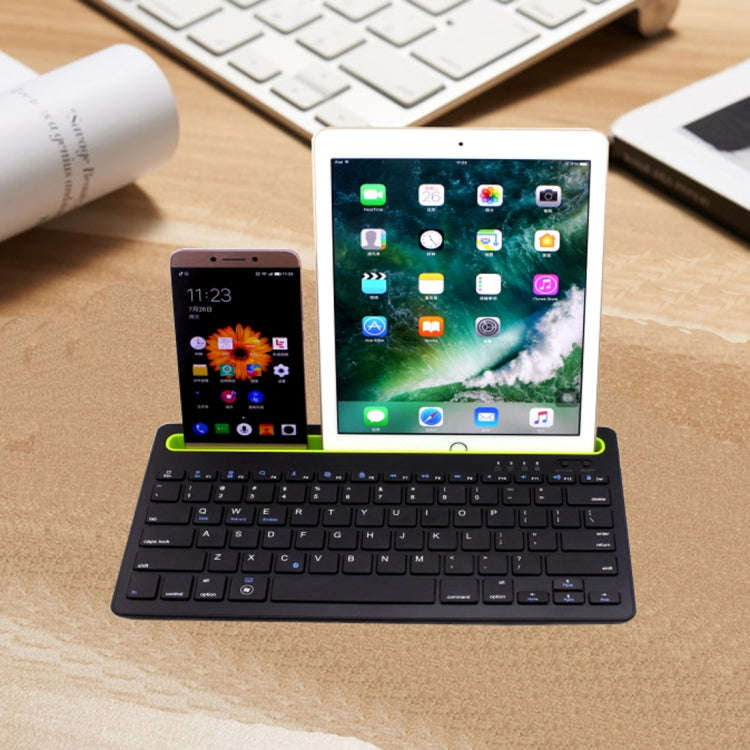 B908 Ultra-slim 78 Keys Bluetooth Wireless Keyboard with Concave Mobile Phone Holder