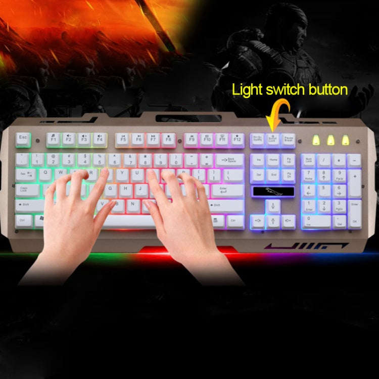 ZGB G700 104 Keys USB Wired Mechanical Feel Glowing Metal Panel Suspension Gaming Keyboard with P...