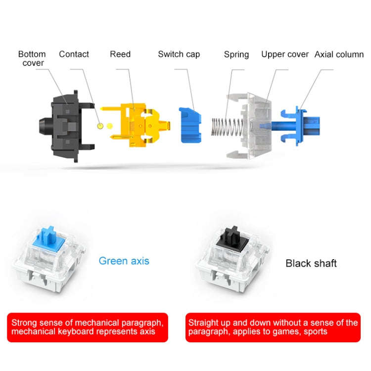 YINDIAO Electroplating Punk Mixed Light USB Mechanical Gaming Wired Keyboard, Tea Shaft, Electrop...