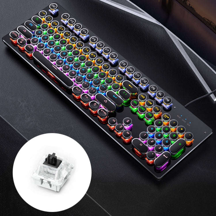 YINDIAO Electroplating Punk Mixed Light USB Mechanical Gaming Wired Keyboard, Black Shaft, Electr...