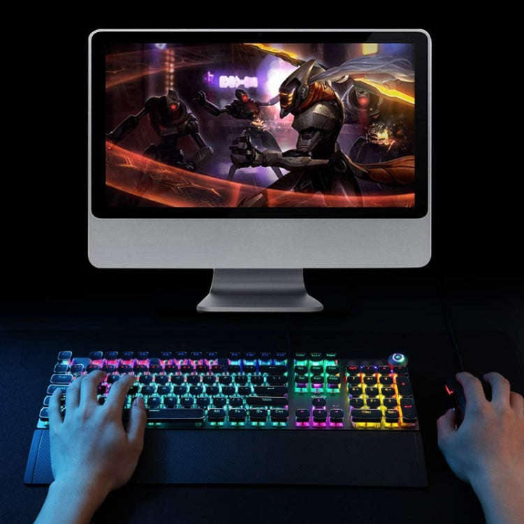 AULA F2088 108 Keys Mixed Light Plating Punk Mechanical Blue Switch Wired USB Gaming Keyboard wit...