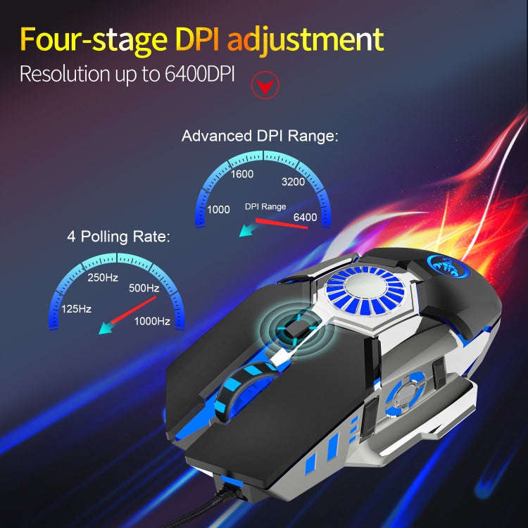 HXSJ J700 Colorful Lighting Programmable E-sports Gaming Wired Mouse, J700