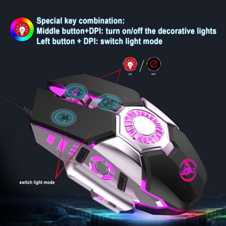 HXSJ J700 Colorful Lighting Programmable E-sports Gaming Wired Mouse, J700
