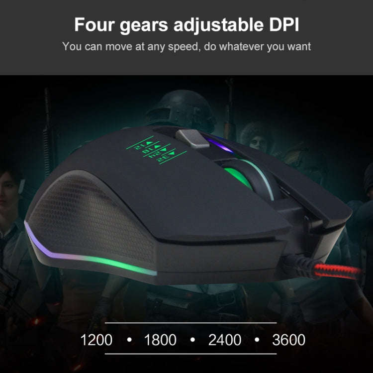 SHIPADOO GM3 3600 DPI Four-speed Adjustable Four-button Cool Colorful Respiration Light Gaming Wi...