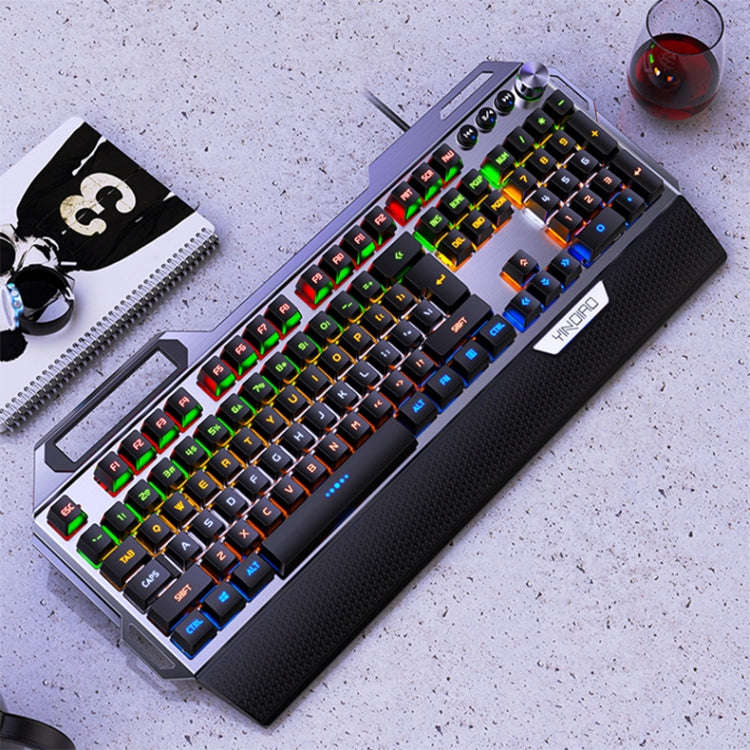 YINDIAO K100 USB Metal Mechanical Gaming Wired Keyboard, Mixed Light Blue Shaft