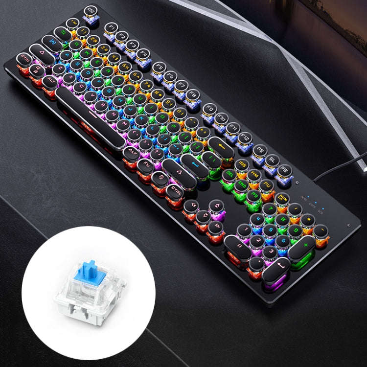 YINDIAO Electroplating Punk Mixed Light USB Mechanical Gaming Wired Keyboard, Blue Shaft, Electro...
