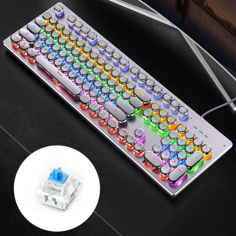 YINDIAO Electroplating Punk Mixed Light USB Mechanical Gaming Wired Keyboard, Blue Shaft, Electro...